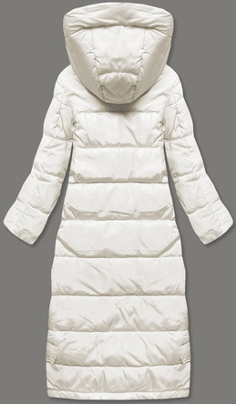 Ecru długa zimowa kurtka puchowa płaszczyk