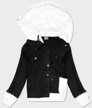 Kurtka jeansowa z dresowym kapturem czarna (pop5920-k)