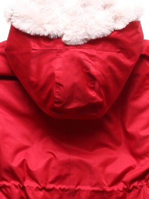 Czerwona ciepła kurtka parka na misiu z kapturem 