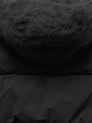 Czarna krótka zimowa kurtka damska bombka z kapturem