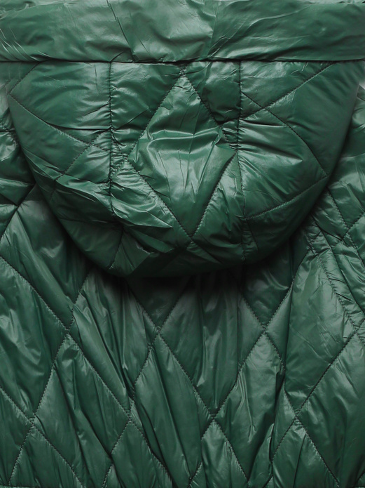 Ciemnozielona damska pikowana kurtka ponczo nietoperz