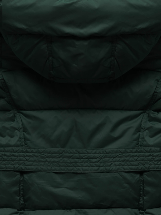 Zielona zimowa damska kurtka pikowana z paskiem