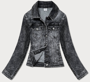 Krótka damska kurtka jeansowa czarna (pop5989-k)