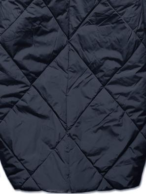 Granatowa długa ocieplana pikowana kurtka płaszczyk z kołnierzem