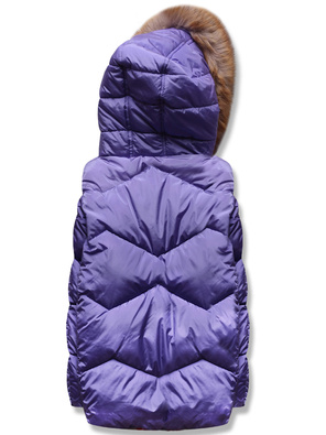 Lila kurtka pikowana z kapturem