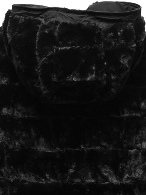 Czarna dwustronna zimowa pikowana kurtka futerko