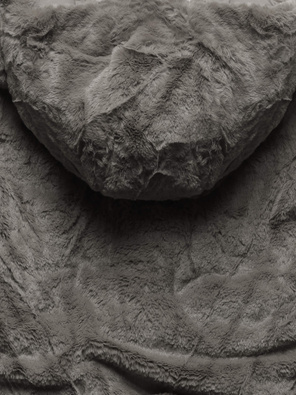 Grafitowa zimowa dwustronna ciepła kurtka na futerku