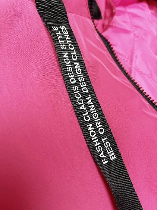 Różowa czaderska przejściowa kurtka parka damska z kapturem