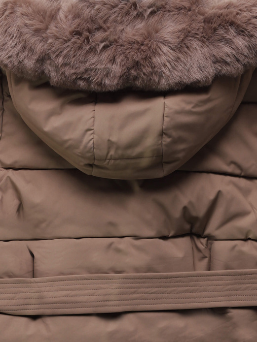 Brązowa damska kurtka z genialnym futrzanym kapturem