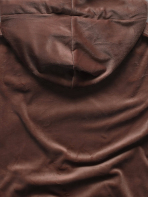 Czekoladowy damski welurowy kapitalny gładki dres komplet