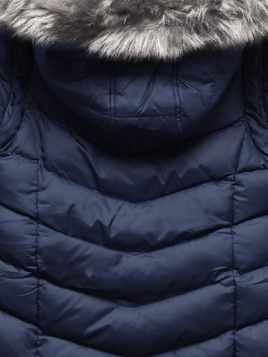 Granatowa zimowa pikowana damska kurtka