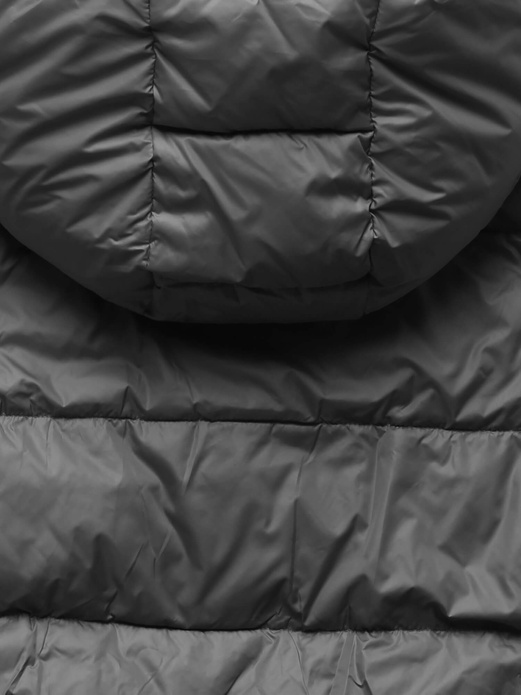 Grafitowo różowa dwustronna zimowa damska kurtka z kapturem i paskiem