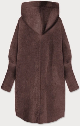 Brązowa genialna długa wełniana narzutka alpaka