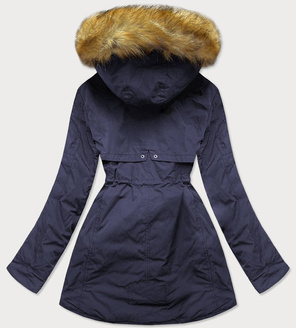 Granatowo-różowa dwustronna damska pikowana zimowa kurtka 