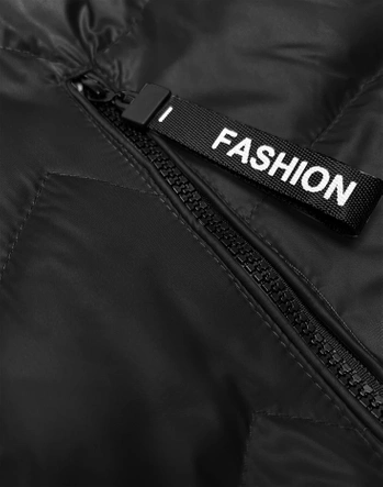 Czarny świetny damski bezrękawnik kamizelka z odpinanym kapturem PLUS SIZE