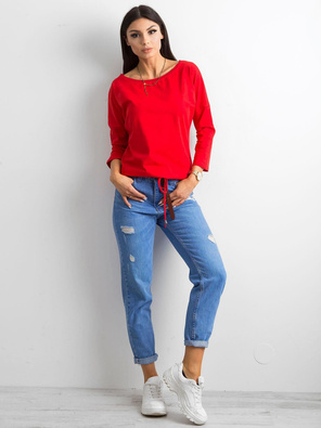 Ciemnozielona gładka i luźna bluzka basic, wiązana na dole