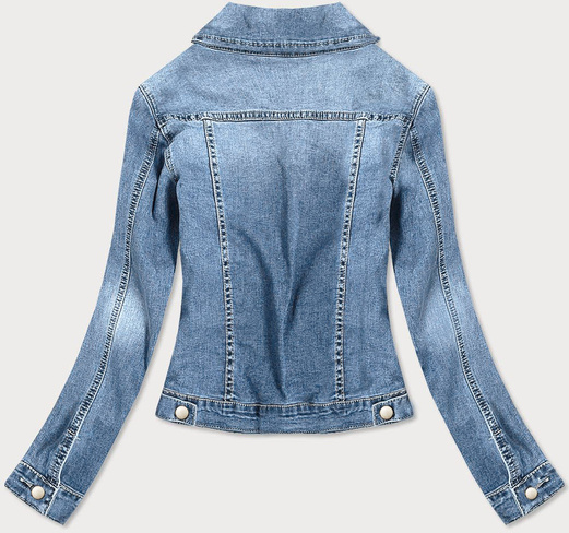 DAMSKA KURTKA JEANSOWA Z KOŁNIERZYKIEM NIEBIESKA (GD9217-K)