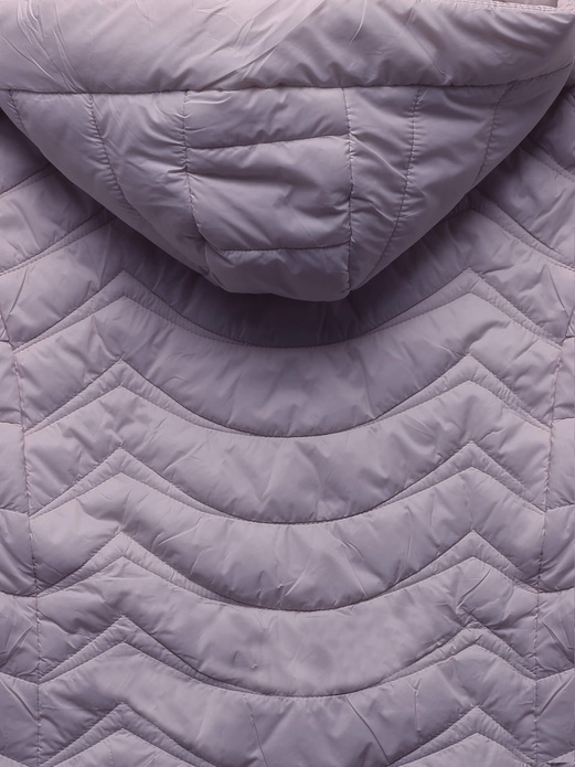 Lila twarzowa pikowana przejściowa kurtka z kapturem