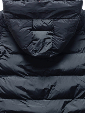 Granatowa długa pikowana zimowa kurtka płaszczyk z kołnierzem