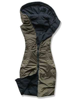 Granatowy khaki dwustronny długi bezrękawnik kamizelka