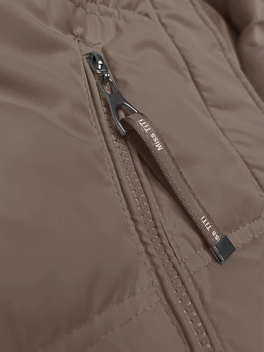 Beżowa damska oversizowa kamizelka z kapturem