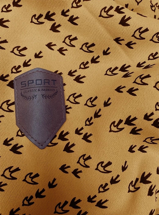 Żółta rozpinana bluza damska z kapturem w jaskółki