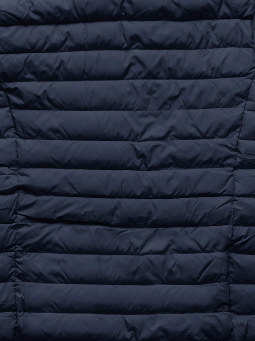 Granatowa lekka przejściowa pikowana kurtka damska ze stójką