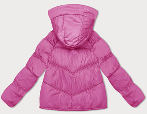 Różowa trapezowa kurteczka zimowa z kapturem szachownica