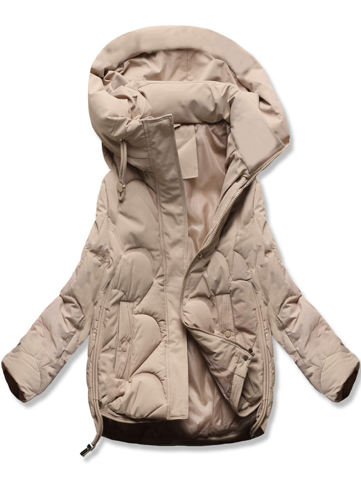 Beżowa damska kapitalnie pikowana kurtka z kapturem