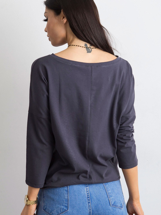 Ciemnozielona gładka i luźna bluzka basic, wiązana na dole