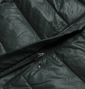 Ciemnozielony cudowny pikowany zimowy płaszczyk