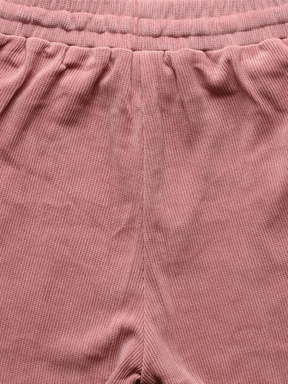 Różowy prążkowany dres komplet z kapturem