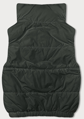 Khaki bezrękawnik kamizelka ze stójką z zdobną podszewką