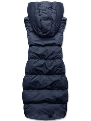 Granatowo czarna dwustronna kamizelka bezrękawnik z kapturem