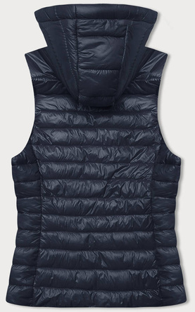 Granatowy lekki pikowany dopasowany bezrękawnik kamizelka z kapturem