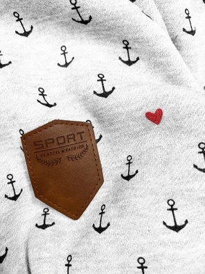 Biała bluza damska z genialnym kołnierzem cała w kotwiczki