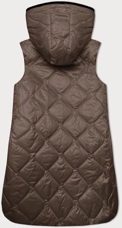 Ciemnobeżowy śliczny damski pikowany bezrękawnik kamizelka