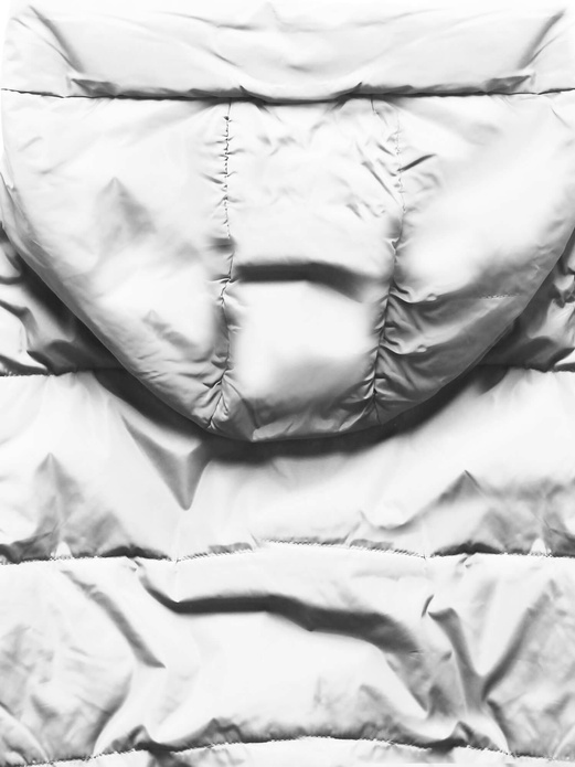 Biała kapitalna przejściowa kurtka damska z kapturem z motywem w kratkę