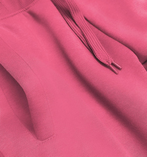 Różowe damskie dresowe spodnie casualowe z kieszeniami i ściągaczem