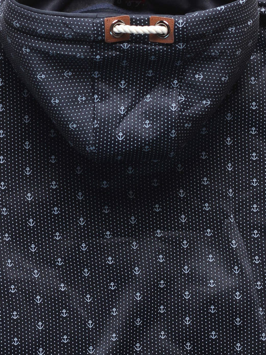 Granatowa damska rozpinana bluza z kapturem w kotwiczki