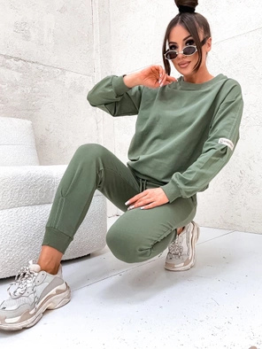 Khaki damski gładki dres komplet