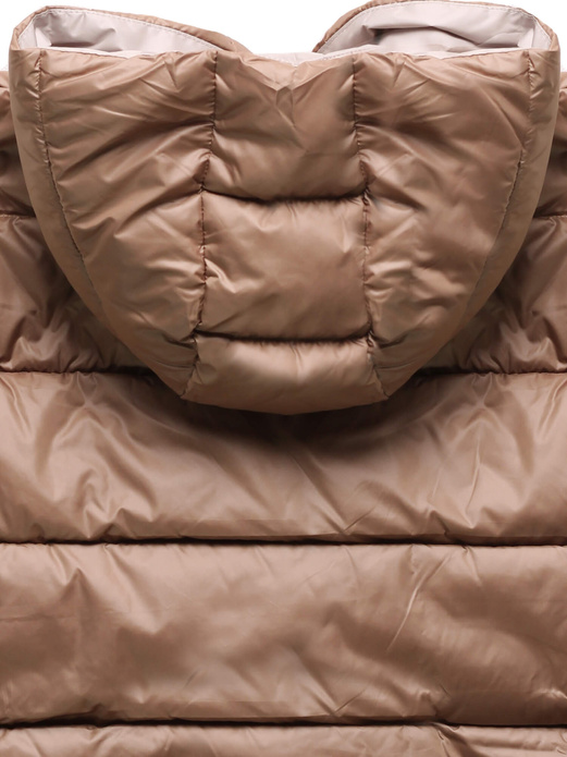 Brązowo beżowy dwustronny bezrękawnik kamizelka z paskiem