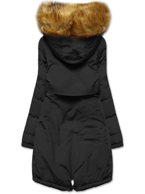 Czarna zimowa dwustronna pikowana kurtka płaszczyk parka 