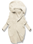 Ecru damska narzutka alpaka z kapturem