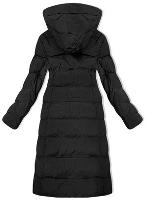 Czarna zimowa kurtka damska płaszczyk na misiu z kapturem 