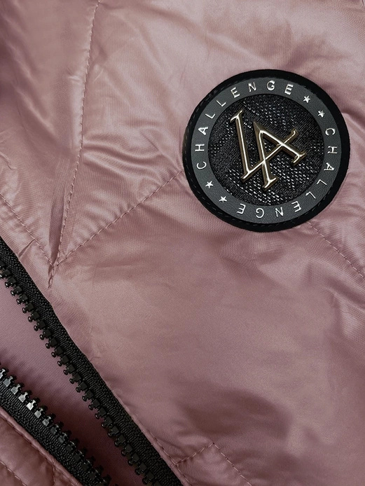 Różowy asymetryczny pikowany bezrękawnik kamizelka damska z kapturem