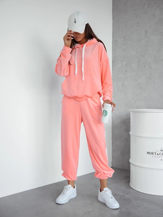 Cappucino damski welurowy kapitalny gładki dres komplet