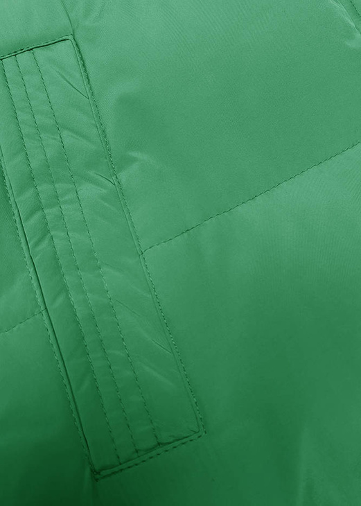 Zielony puchowy długi bezrękawnik kamizelka z kapturem