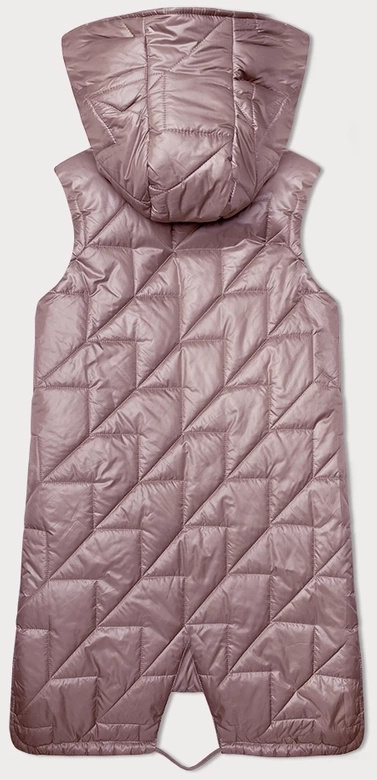 Różowy asymetryczny pikowany bezrękawnik kamizelka damska z kapturem