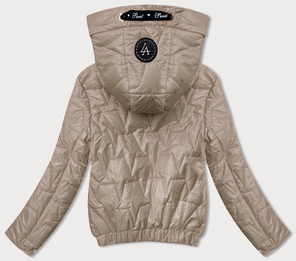 Beżowa krótka przejściowa kurteczka z kapturem